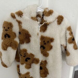 Cozy Teddy Bear Print Fleece Jacket